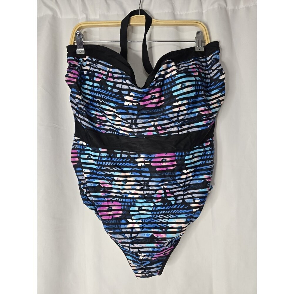 Womens Floral Multicolor One Peice Swimsuit Size 22 By Cactus- Missing Strap